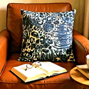 Ikea Kaphyacint Cotton Pillow Cover Indigo Navy Blue White Square No Insert